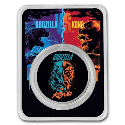 2021 Godzilla and Kong Collection - Godzilla vs Kong Face-Off Colorized 1 Oz Silver