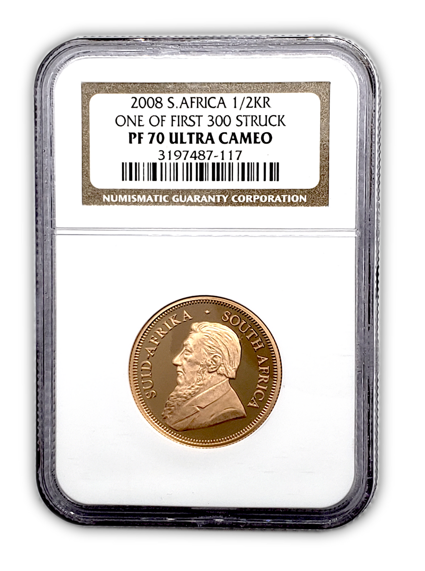 2008 Krugerrand 1/2 oz Gold - South African Mint - NGC PF70