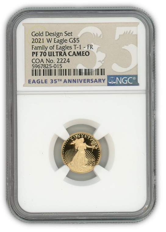2021 Gold Eagle Designers Edition 1/10th oz 2 pc Set - PF70 Ultra Cameo