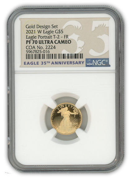 2021 Gold Eagle Designers Edition 1/10th oz 2 pc Set - PF70 Ultra Cameo