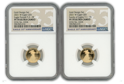 2021 Gold Eagle Designers Edition 1/10th oz 2 pc Set - PF70 Ultra Cameo