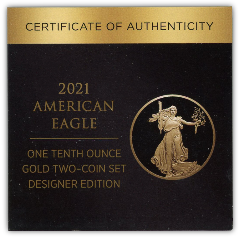 2021 Gold Eagle Designers Edition 1/10th oz 2 pc Set - PF70 Ultra Cameo