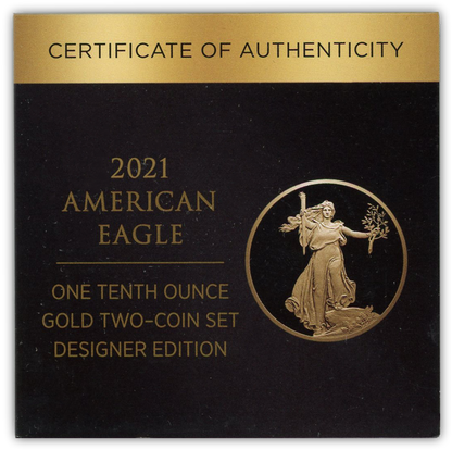2021 Gold Eagle Designers Edition 1/10th oz 2 pc Set - PF70 Ultra Cameo