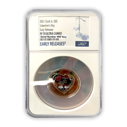 2021 Cook Islands Valentines Day 10 Gram Silver - NGC PF70 Ultra Cameo Early Release