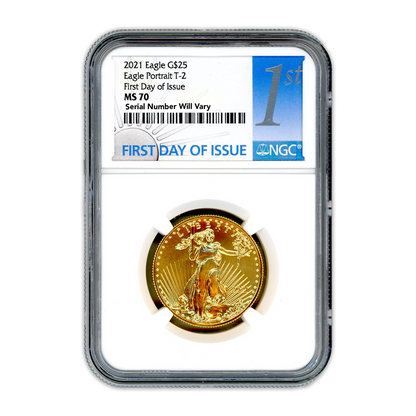 2021 $25 Gold Eagle 1/2 oz - Type 2 - NGC MS70 First Day of Issue