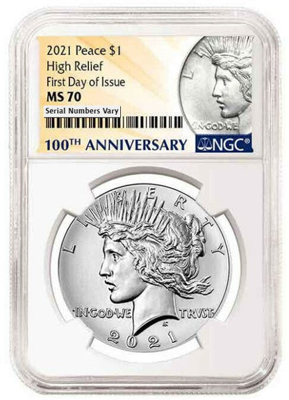 2021 Peace Silver Dollar - NGC MS70 First Day of Issue