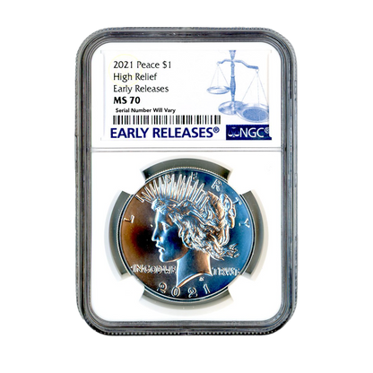2021 Peace Silver Dollar High Relief - Early Releases -  NGC MS70