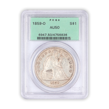 1859 O Seated Lib Dollar - Philadelphia - PCGS AU50