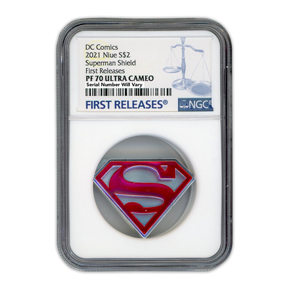 2021 Dc Comics - Superman Shield - 1 Oz Silver - NGC PF70 Ultra Cameo First Release