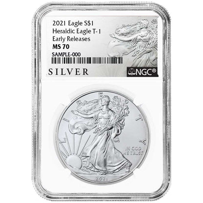 2021 Silver Eagle - Business Strike - Type 1 - NGC MS70 ER Early Release Walking Liberty Label