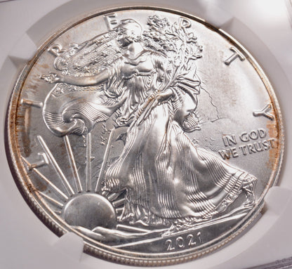 2021 Silver Eagle Type 1 - Business Strike - Clashed Dies Error - NGC MS69