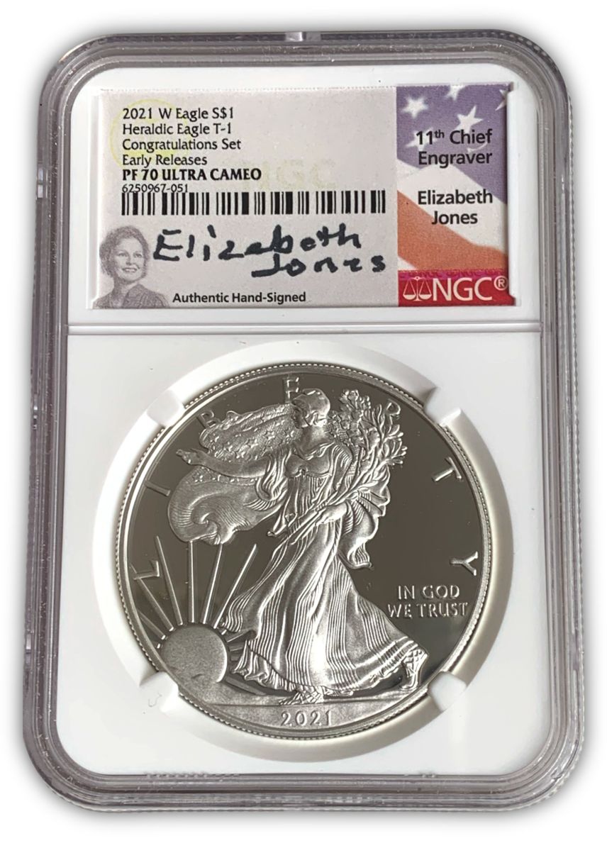 2021 Silver Eagle Type 1 Proof - Congratulations - NGC PF70 ER Early Releases - Jones Label