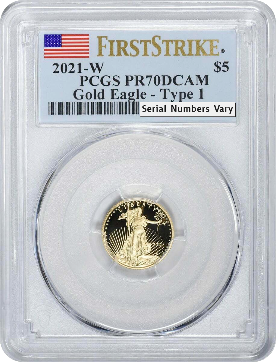 2021 $5 Gold Eagle - 1/10th oz - West Point Proof - PCGS PR70 First Strike