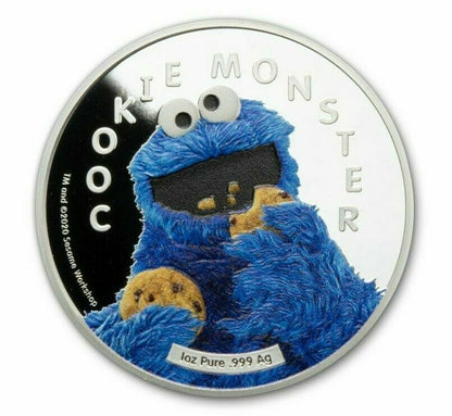 2021 Sesame Street Cookie Monster  1oz  .999 Silver Proof in Box