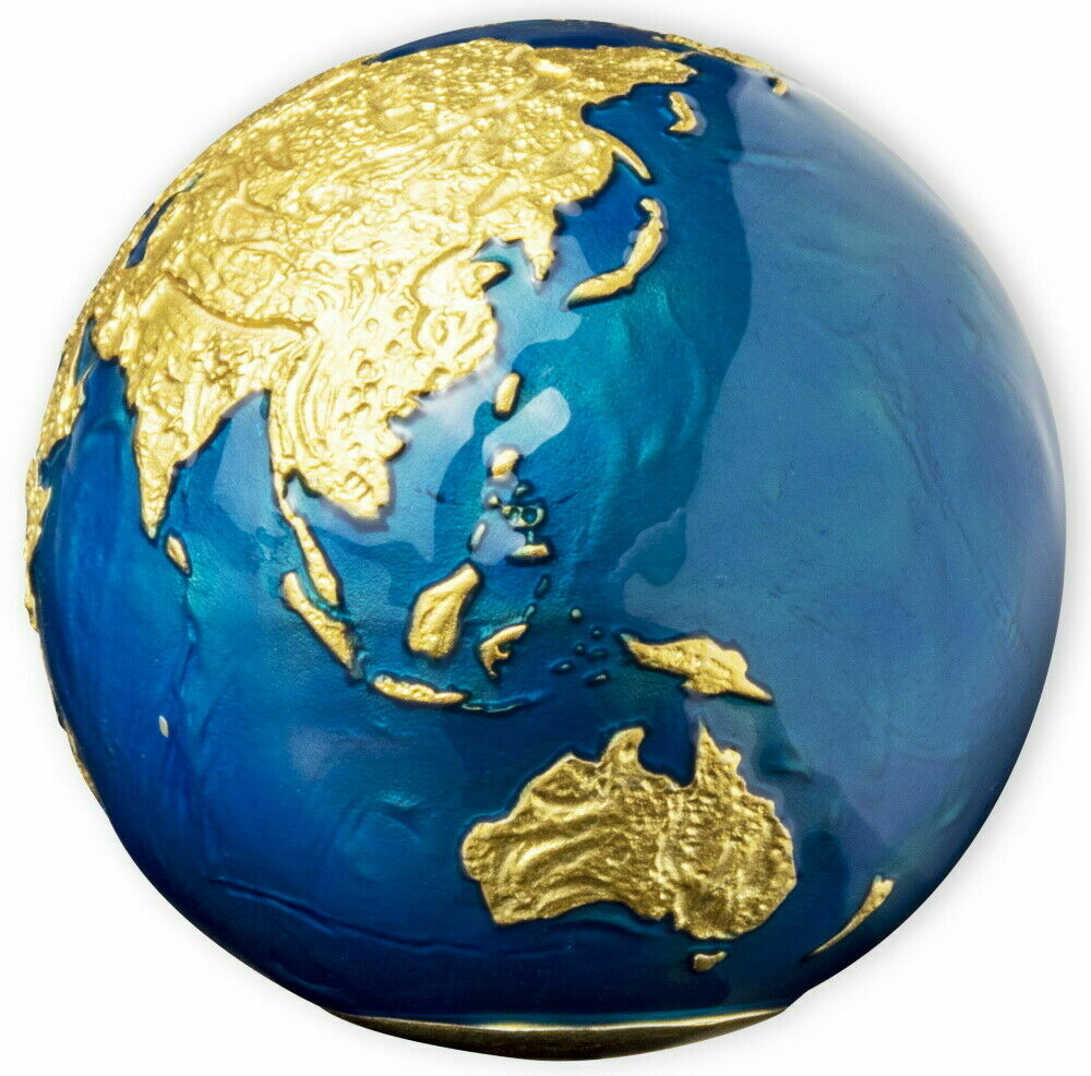 2021 Barbados Earth Blue Marble Spherical 3 Oz Silver