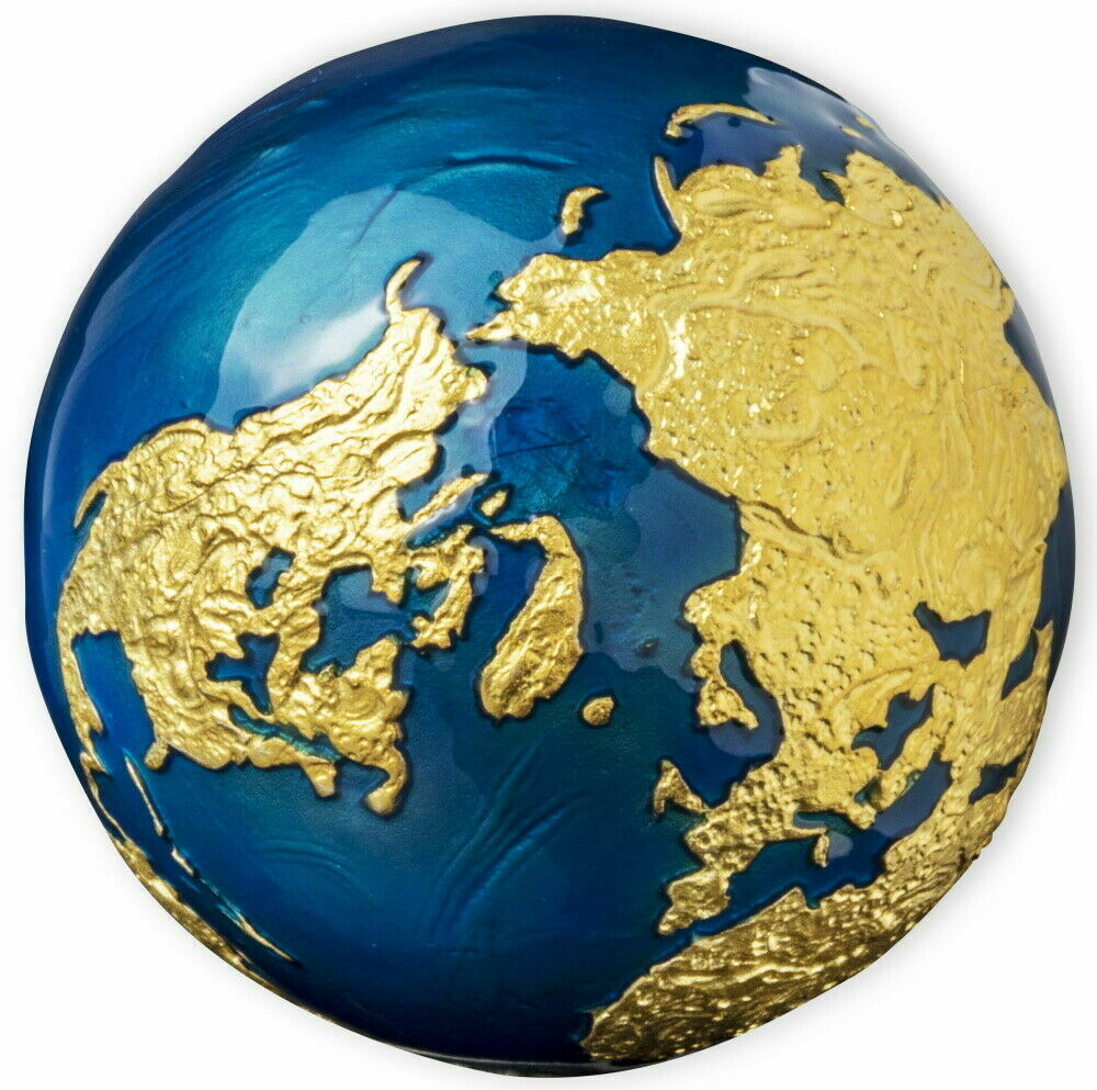 2021 Barbados Earth Blue Marble Spherical 3 Oz Silver