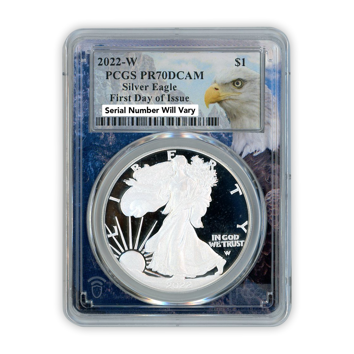 2022-W Silver Eagle Bald Eagle - 1st Day of Issue - PCGS PR70DCAM