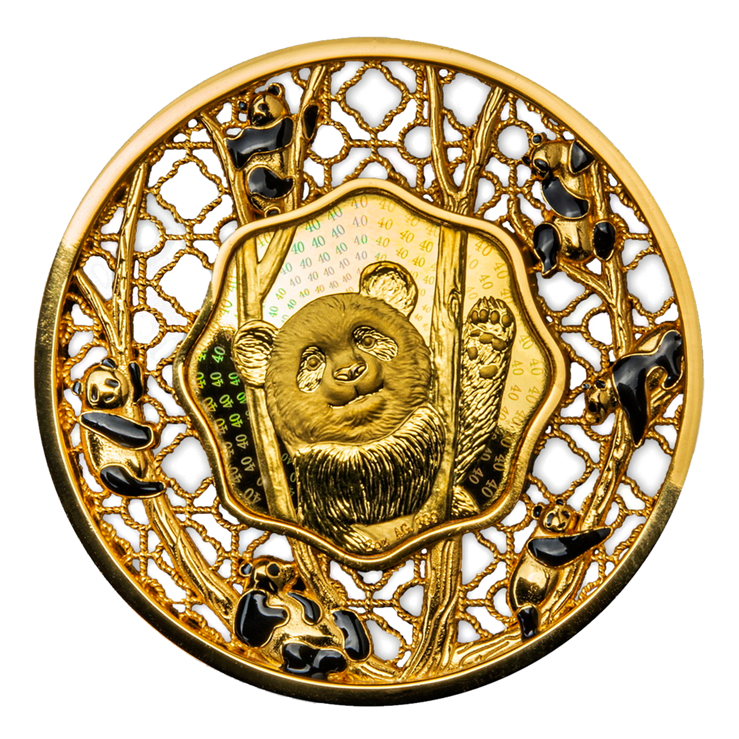 2022 Filigree Panda 2 oz Silver - Gold Plated