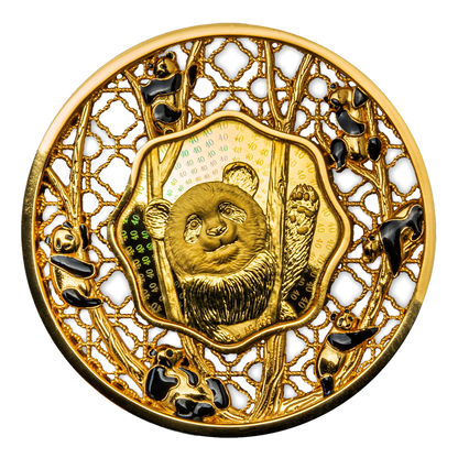 2022 Filigree Panda 2 oz Silver - Gold Plated