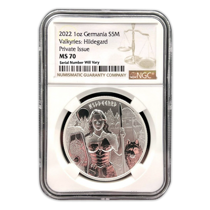 2022 Germania S5M Valkyries Hildegard - Private Issue - 1 oz Silver Coin NGC MS70