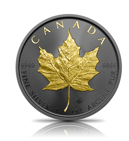 2022 Maple Leaf Black Ruthenium & Gold Enhanced 1 oz Silver