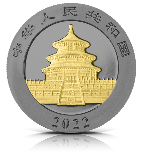 2022 China Panda Black Ruthenium & Gold Enhanced 1 oz Silver