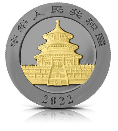 2022 China Panda Black Ruthenium & Gold Enhanced 1 oz Silver