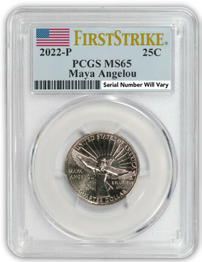 2022 American Women Quarter P/D/S 3 pc Set - PCGS MS65 First Strike - Maya Angelou