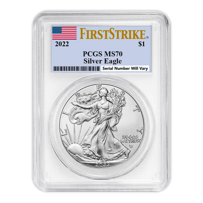 PREORDER - 2022 Silver Eagle - PCGS MS70 FS First Strike Flag Label