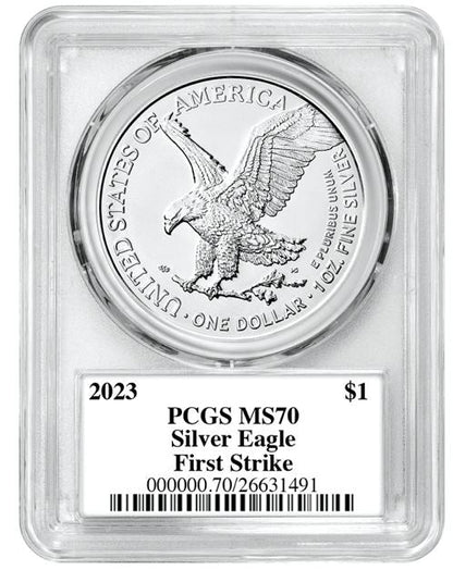 2023 Silver Eagle - Business Strike - PCGS MS70 FS First Strike Emily Damstra Label
