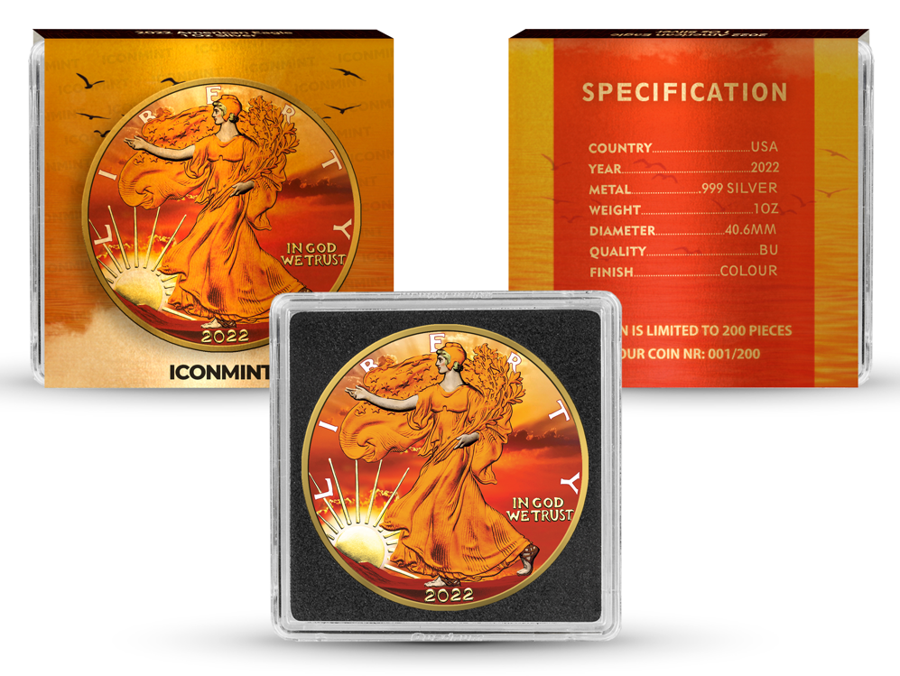 PREORDER:  2022 Silver Eagle Sunset 1 Oz Silver - Icon Mint Special Edition - Business Strike
