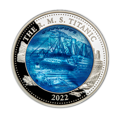 2022 5 oz Solomon Islands Silver RMS Titanic - Mother of Pearl