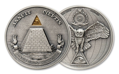 2022 Niue 2 oz Antiqued Silver Eye of Providence Ultra High Relief NGC MS70 First Day of Issue