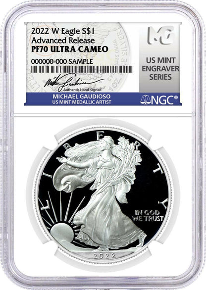 2022 Silver Eagle Proof - NGC PF70 AR Advanced Release - Gaudioso Signature Label