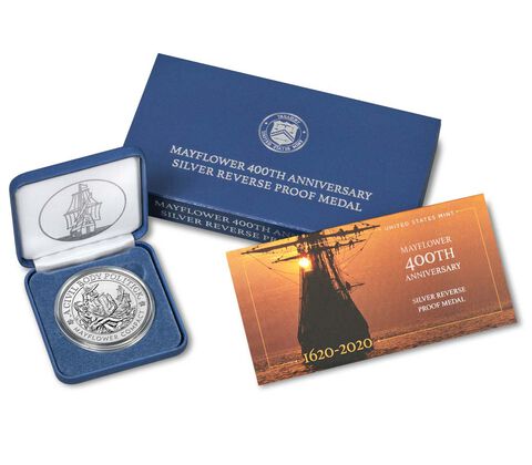 Mayflower 400th Anniversary Silver Reverse Proof Medal