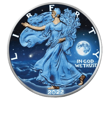 2022 Night Time Silver Eagle1 Oz Silver - Icon Mint Special Edition