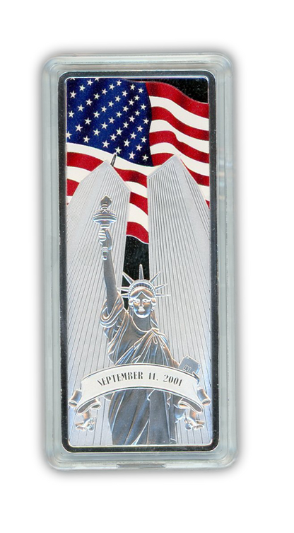 WTC Memorial 20th Anniversary 2 oz Silver Bar - Colorized