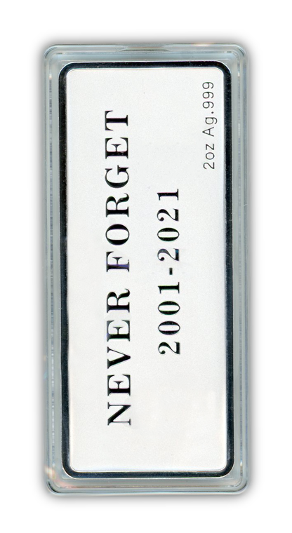 WTC Memorial 20th Anniversary 2 oz Silver Bar - Colorized