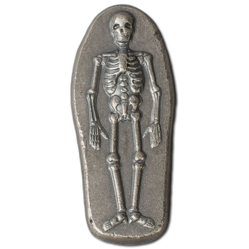 Fine Skeleton Silver - 3 oz - Monarch 3D Art Bar with Antique Finish
