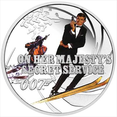 2021 James Bond On Her Majestys Secret Service Coloured Coin 1/2 oz Silver Proof