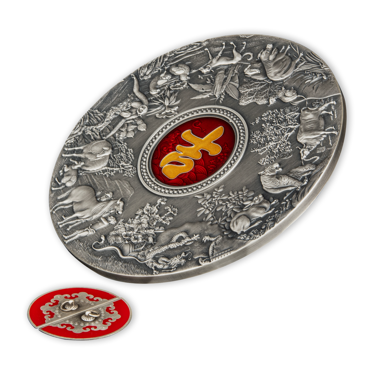 Lunar Lucky Coin -  Removable Inlay and Enamel - 500g Silver