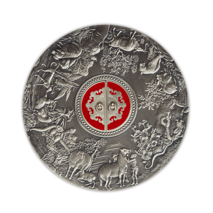 Lunar Lucky Coin -  Removable Inlay and Enamel - 500g Silver