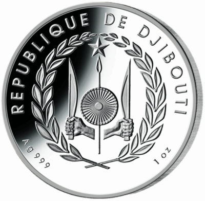 2021 Djibouti 200 DJF Waterbuck  - 1 oz Silver Proof BU Fabulous 15 Privy Mark