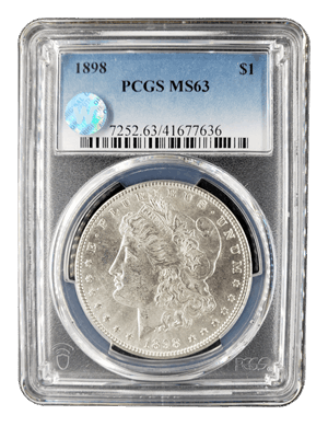 1898 Morgan Silver Dollar Philadelphia - PCGS MS63 Sight White