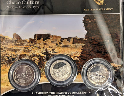 America The Beautiful Quarters - National Historic Park Chaco Culture - Three Coin Set