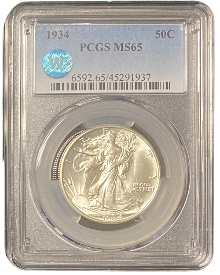 1934 Walking Liberty Silver Half Dollar - PCGS MS65 Sight White