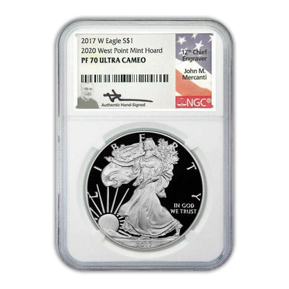 2017 Silver Eagle - Proof - 2020 Mint Hoard - NGC PF70 Mercanti Label