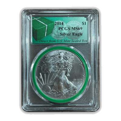 2014 American Silver Eagle - Business Strike - PCGS MS69 Monster Box Label