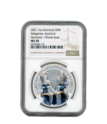 2021 1 oz Germania Allegories: Australia & Germania - Private Issue NGC MS70