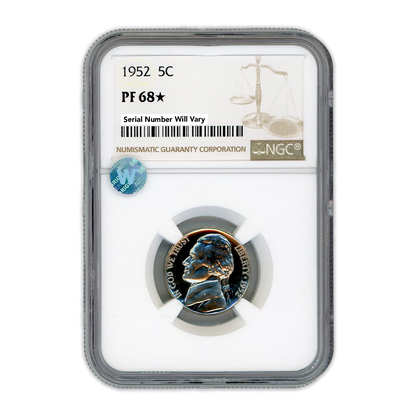 1952 Jefferson Nickel -  NGC PF68 Star Sight White